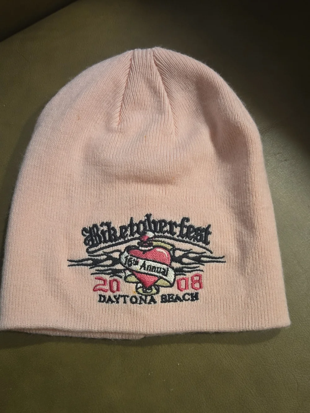 Daytona Beach Biktoberfest 2008 Embroidered Pink Beanie
